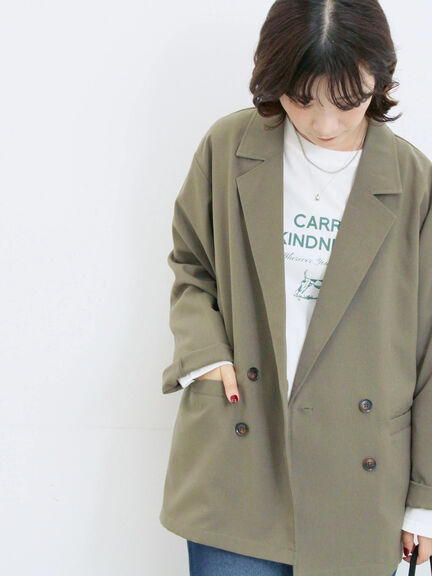 アソートダブルジャケット(チャコールグレー/ベージュ/ブラウン/カーキ)|Samansa Mos2 blue(サマンサモスモス ブルー)通販