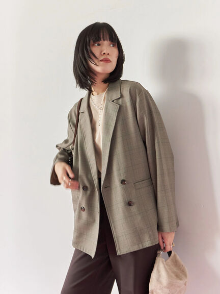 アソートダブルジャケット(チャコールグレー/ベージュ/ブラウン/カーキ)|Samansa Mos2 blue(サマンサモスモス ブルー)通販