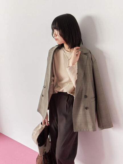 アソートダブルジャケット(チャコールグレー/ベージュ/ブラウン/カーキ)|Samansa Mos2 blue(サマンサモスモス ブルー)通販