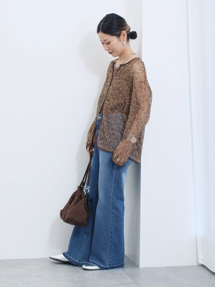 【ECO DENIM 】 フレアパンツ(チャコールグレー/ブルー/ネイビー)|Samansa Mos2 blue(サマンサモスモス ブルー)通販