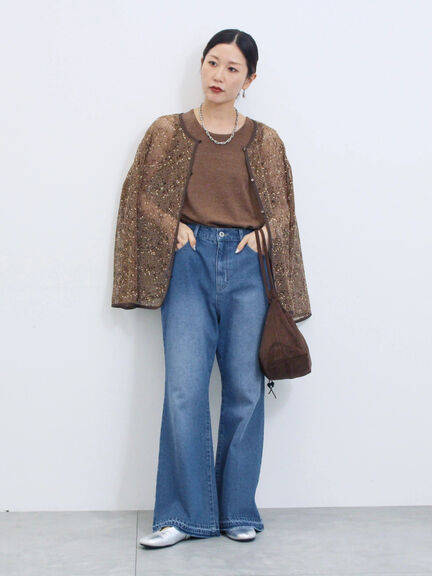 【ECO DENIM 】 フレアパンツ(チャコールグレー/ブルー/ネイビー)|Samansa Mos2 blue(サマンサモスモス ブルー)通販