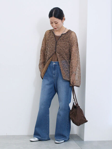 【ECO DENIM 】 フレアパンツ(チャコールグレー/ブルー/ネイビー)|Samansa Mos2 blue(サマンサモスモス ブルー)通販