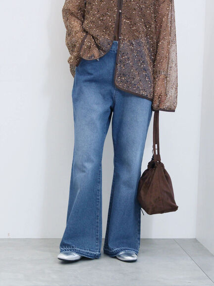 【ECO DENIM 】 フレアパンツ(チャコールグレー/ブルー/ネイビー)|Samansa Mos2 blue(サマンサモスモス ブルー)通販