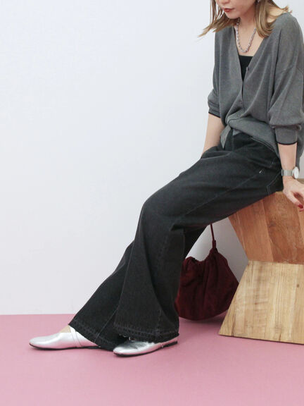 【ECO DENIM 】 フレアパンツ(チャコールグレー/ブルー/ネイビー)|Samansa Mos2 blue(サマンサモスモス ブルー)通販