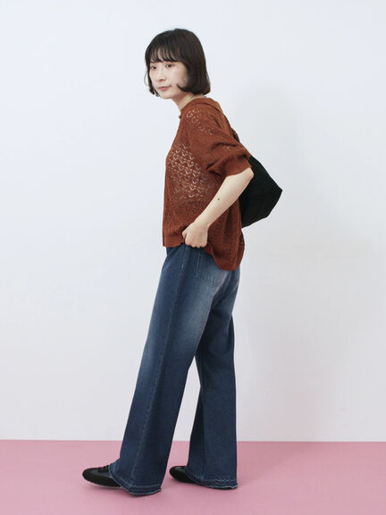 【ECO DENIM 】 フレアパンツ(チャコールグレー/ブルー/ネイビー)|Samansa Mos2 blue(サマンサモスモス ブルー)通販