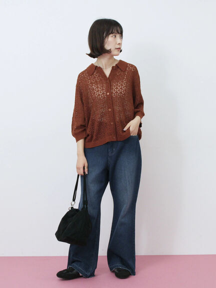 【ECO DENIM 】 フレアパンツ(チャコールグレー/ブルー/ネイビー)|Samansa Mos2 blue(サマンサモスモス ブルー)通販