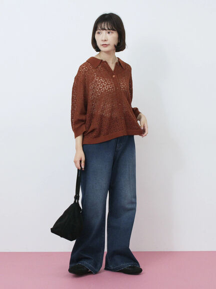 【ECO DENIM 】 フレアパンツ(チャコールグレー/ブルー/ネイビー)|Samansa Mos2 blue(サマンサモスモス ブルー)通販