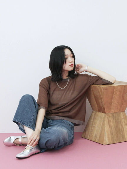 【ECO DENIM 】 ワイドストレートパンツ(チャコールグレー/ピンク/ブルー)|Samansa Mos2 blue(サマンサモスモス ブルー)通販