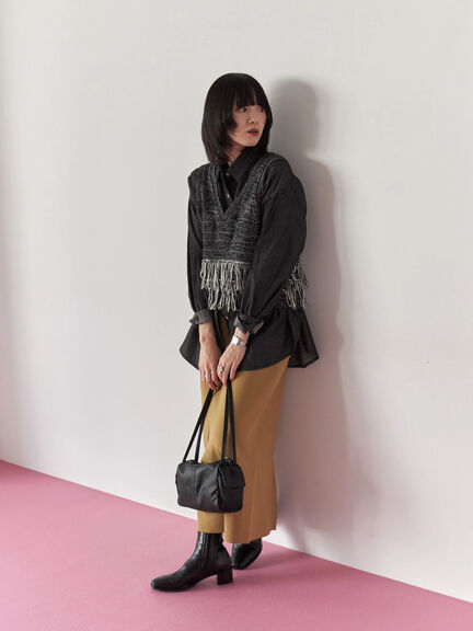 ニットストレートスカート(ブラック/ライトベージュ/マスタード)|Samansa Mos2 blue(サマンサモスモス ブルー)通販