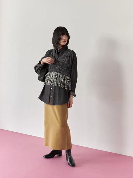 ニットストレートスカート(ブラック/ライトベージュ/マスタード)|Samansa Mos2 blue(サマンサモスモス ブルー)通販