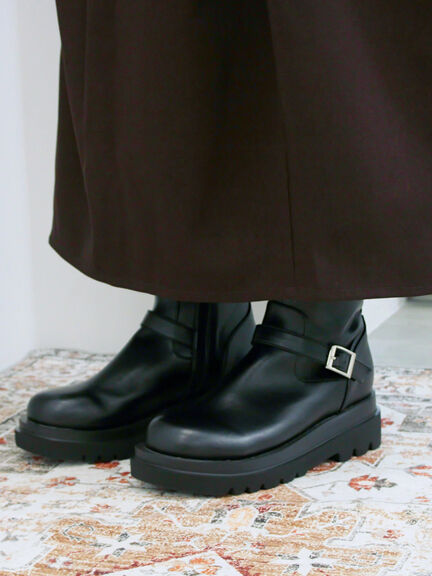 エンジニアブーツ(ブラック/ダークブラウン)|Samansa Mos2 blue(サマンサモスモス ブルー)通販