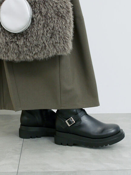 エンジニアブーツ(ブラック/ダークブラウン)|Samansa Mos2 blue(サマンサモスモス ブルー)通販