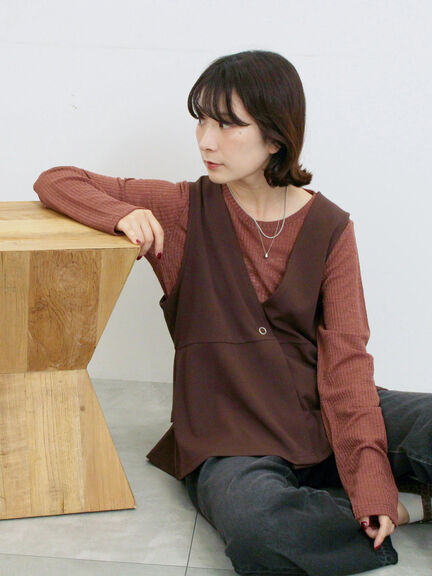 シアーリブロンT(ブラック/ブラウン/キナリ)|Samansa Mos2 blue(サマンサモスモス ブルー)通販