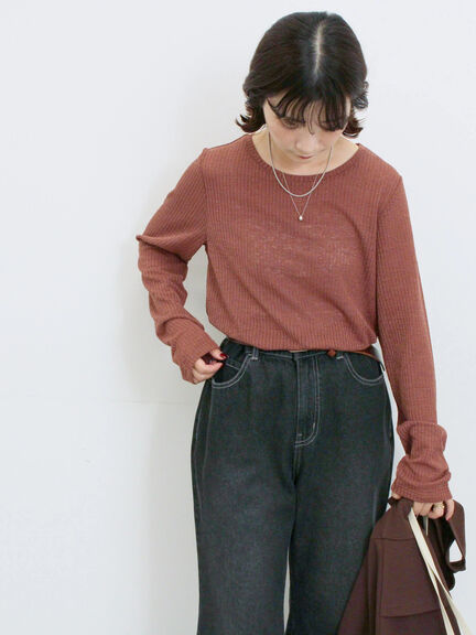 シアーリブロンT(ブラック/ブラウン/キナリ)|Samansa Mos2 blue(サマンサモスモス ブルー)通販