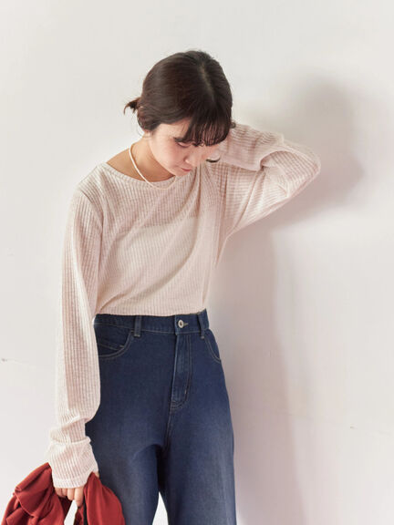 シアーリブロンT(ブラック/ブラウン/キナリ)|Samansa Mos2 blue(サマンサモスモス ブルー)通販