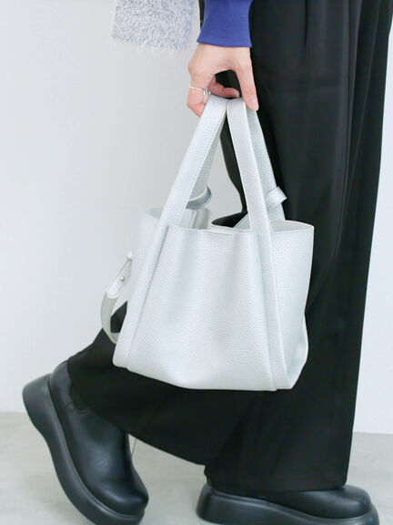 ポーチ付2WAYスクエアバッグ(シルバー/ブラック/ライトベージュ)|Samansa Mos2 blue(サマンサモスモス ブルー)通販