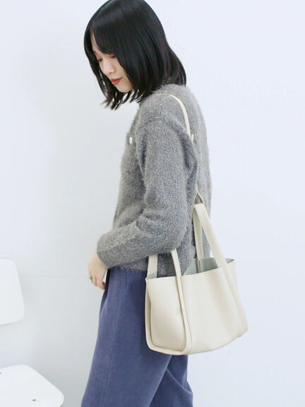 ポーチ付2WAYスクエアバッグ(シルバー/ブラック/ライトベージュ)|Samansa Mos2 blue(サマンサモスモス ブルー)通販