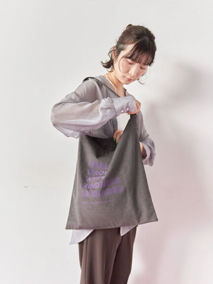 フロッキーロゴトート(チャコールグレー/ライトベージュ/ブラウン)|Samansa Mos2 blue(サマンサモスモス ブルー)通販