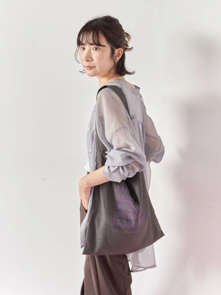 フロッキーロゴトート(チャコールグレー/ライトベージュ/ブラウン)|Samansa Mos2 blue(サマンサモスモス ブルー)通販