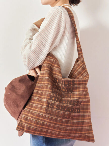 フロッキーロゴトート(チャコールグレー/ライトベージュ/ブラウン)|Samansa Mos2 blue(サマンサモスモス ブルー)通販