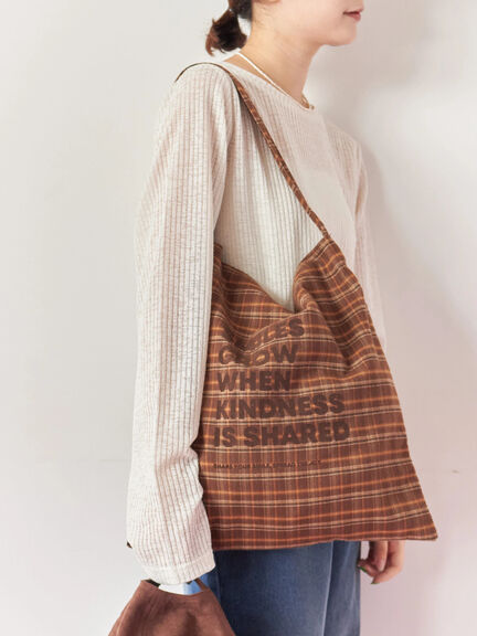 フロッキーロゴトート(チャコールグレー/ライトベージュ/ブラウン)|Samansa Mos2 blue(サマンサモスモス ブルー)通販