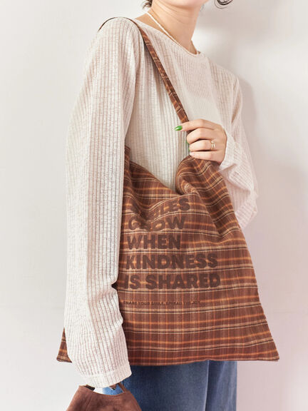 フロッキーロゴトート(チャコールグレー/ライトベージュ/ブラウン)|Samansa Mos2 blue(サマンサモスモス ブルー)通販