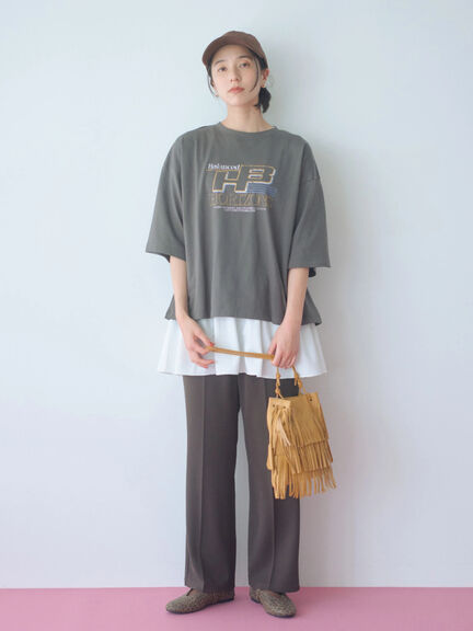 ヴィンテージ風プリントTシャツ(チャコールグレー/ライトベージュ/ブラウン)|Samansa Mos2 blue(サマンサモスモス ブルー)通販