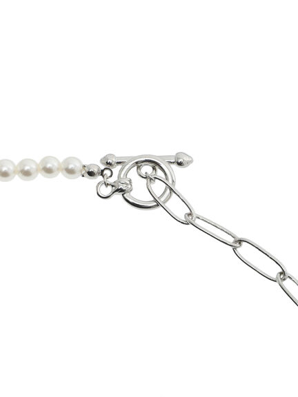 パール&チェーンミックスネックレス(シルバー)|Samansa Mos2 blue(サマンサモスモス ブルー)通販