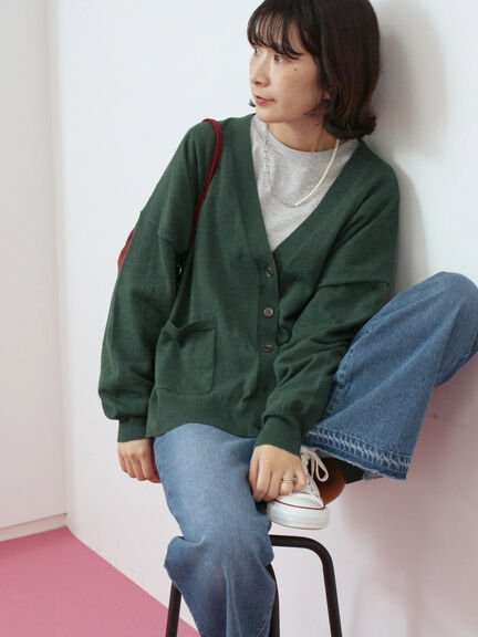 マルチスタイルVネックカーディガン(ブラック/ライトベージュ/オレンジ/モカ/グリーン)|Samansa Mos2 blue(サマンサモスモス ブルー)通販