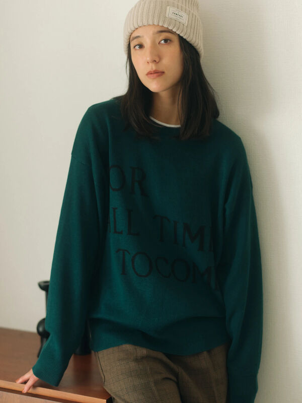 アソートロゴジャガードニットプルオーバー(グリーン)|Samansa Mos2 blue(サマンサモスモス ブルー)通販