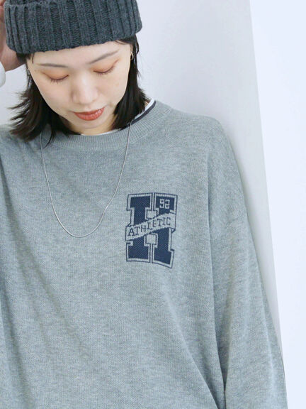 アソートロゴジャガードニットプルオーバー(オフホワイト/レッド/グリーン/ネイビー/TOPグレー)|Samansa Mos2 blue(サマンサモスモス ブルー)通販