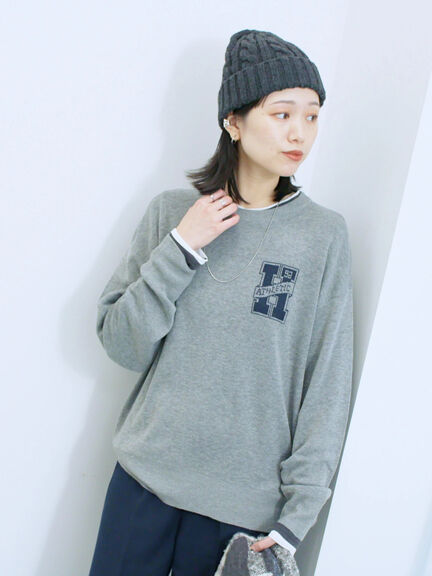 アソートロゴジャガードニットプルオーバー(オフホワイト/レッド/グリーン/ネイビー/TOPグレー)|Samansa Mos2 blue(サマンサモスモス ブルー)通販