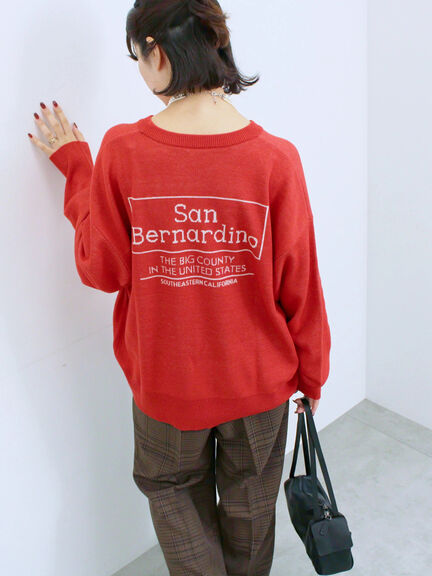 アソートロゴジャガードニットプルオーバー(オフホワイト/レッド/グリーン/ネイビー/TOPグレー)|Samansa Mos2 blue(サマンサモスモス ブルー)通販