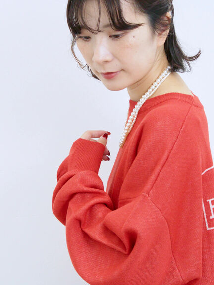 アソートロゴジャガードニットプルオーバー(オフホワイト/レッド/グリーン/ネイビー/TOPグレー)|Samansa Mos2 blue(サマンサモスモス ブルー)通販