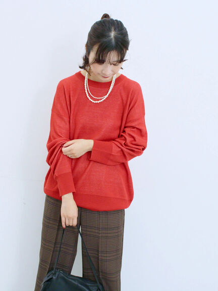 アソートロゴジャガードニットプルオーバー(オフホワイト/レッド/グリーン/ネイビー/TOPグレー)|Samansa Mos2 blue(サマンサモスモス ブルー)通販