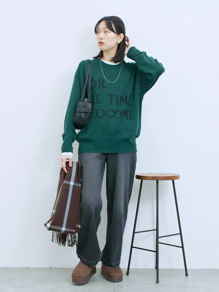 アソートロゴジャガードニットプルオーバー(オフホワイト/レッド/グリーン/ネイビー/TOPグレー)|Samansa Mos2 blue(サマンサモスモス ブルー)通販