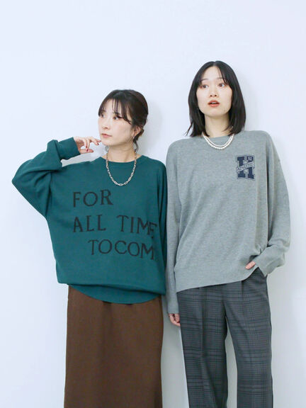 アソートロゴジャガードニットプルオーバー(オフホワイト/レッド/グリーン/ネイビー/TOPグレー)|Samansa Mos2 blue(サマンサモスモス ブルー)通販