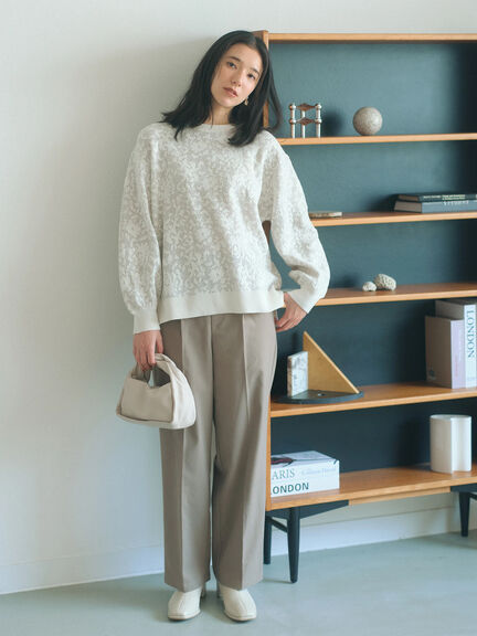 微起毛花ジャガードニットプルオーバー(チャコールグレー/ダークオレンジ/キナリ)|Samansa Mos2 blue(サマンサモスモス ブルー)通販