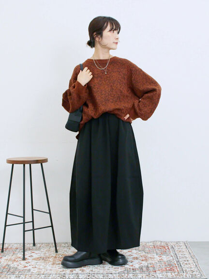 微起毛花ジャガードニットプルオーバー(チャコールグレー/ダークオレンジ/キナリ)|Samansa Mos2 blue(サマンサモスモス ブルー)通販