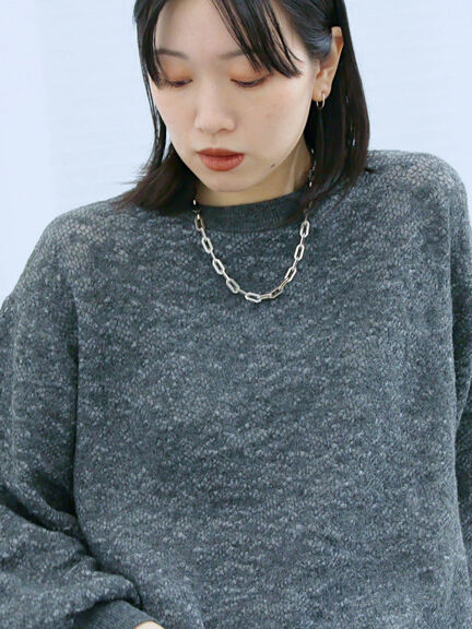 微起毛花ジャガードニットプルオーバー(チャコールグレー/ダークオレンジ/キナリ)|Samansa Mos2 blue(サマンサモスモス ブルー)通販