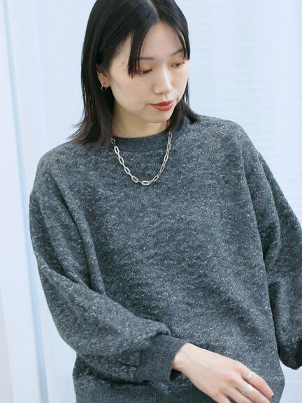 微起毛花ジャガードニットプルオーバー(チャコールグレー/ダークオレンジ/キナリ)|Samansa Mos2 blue(サマンサモスモス ブルー)通販