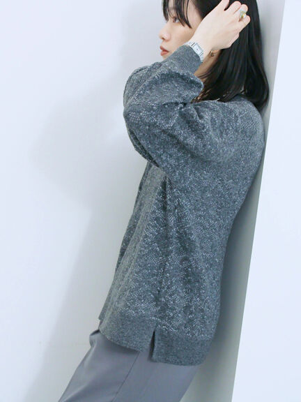 微起毛花ジャガードニットプルオーバー(チャコールグレー/ダークオレンジ/キナリ)|Samansa Mos2 blue(サマンサモスモス ブルー)通販