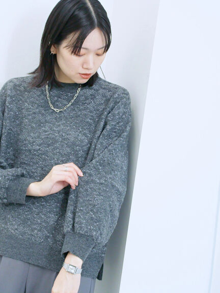 微起毛花ジャガードニットプルオーバー(チャコールグレー/ダークオレンジ/キナリ)|Samansa Mos2 blue(サマンサモスモス ブルー)通販