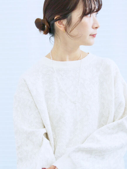 微起毛花ジャガードニットプルオーバー(チャコールグレー/ダークオレンジ/キナリ)|Samansa Mos2 blue(サマンサモスモス ブルー)通販