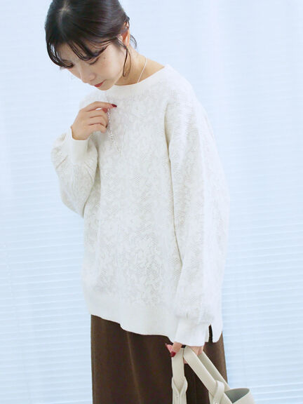 微起毛花ジャガードニットプルオーバー(チャコールグレー/ダークオレンジ/キナリ)|Samansa Mos2 blue(サマンサモスモス ブルー)通販