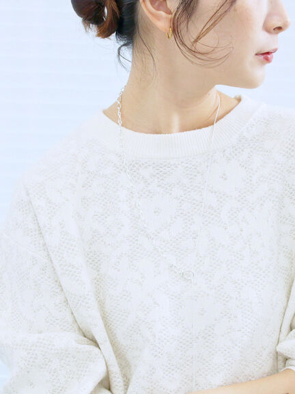 微起毛花ジャガードニットプルオーバー(チャコールグレー/ダークオレンジ/キナリ)|Samansa Mos2 blue(サマンサモスモス ブルー)通販