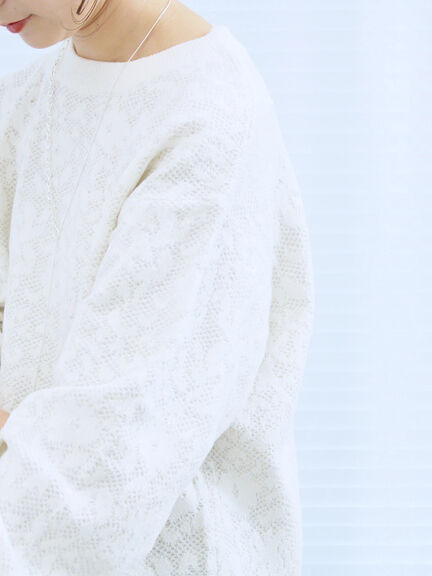 微起毛花ジャガードニットプルオーバー(チャコールグレー/ダークオレンジ/キナリ)|Samansa Mos2 blue(サマンサモスモス ブルー)通販