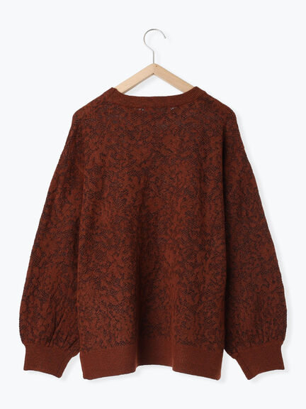 微起毛花ジャガードニットプルオーバー(チャコールグレー/ダークオレンジ/キナリ)|Samansa Mos2 blue(サマンサモスモス ブルー)通販