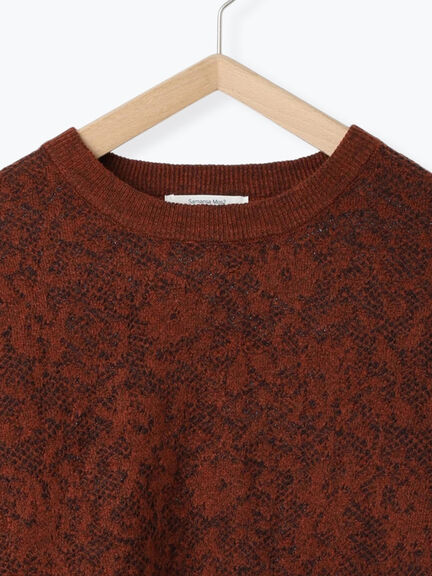 微起毛花ジャガードニットプルオーバー(チャコールグレー/ダークオレンジ/キナリ)|Samansa Mos2 blue(サマンサモスモス ブルー)通販