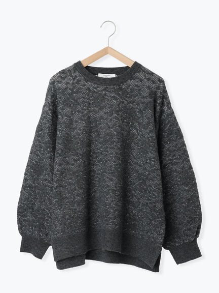 微起毛花ジャガードニットプルオーバー(チャコールグレー/ダークオレンジ/キナリ)|Samansa Mos2 blue(サマンサモスモス ブルー)通販